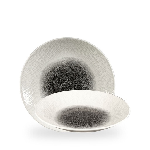 [508887] Bord coupe diep 25.5cm h 3.5cm Isla Print Raku Quartz Black Churchill