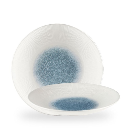 [508888] Bord coupe diep 28.1cm h 3.7cm Bamboo Print Raku Topaz Blue Churchill
