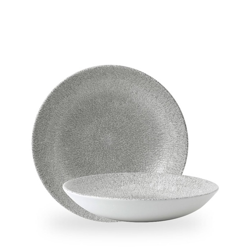 [508895] Bord coupe diep 24.8cm 113.6cl Raku Jasper Grey Churchill