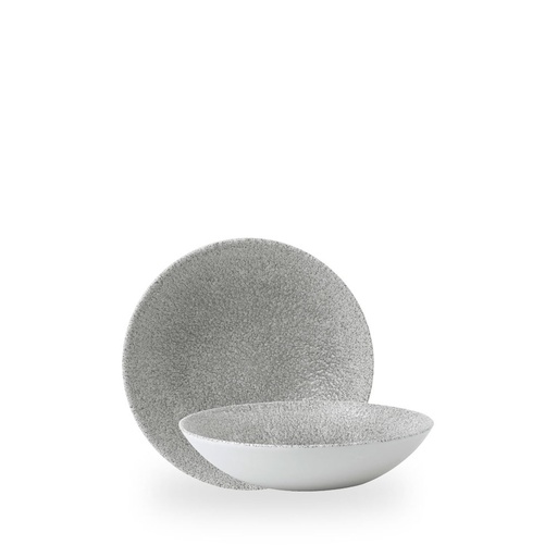 [508896] Bord coupe diep 18.2cm 42.6cl Raku Jasper Grey Churchill