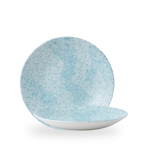 [509014] Bord coupe diep 25.5cm h 3.5cm Vintage prints med tiles aquamarine Churchill
