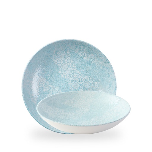 [509598] Bord coupe diep 24.8cm 113.6cl Vintage prints med tiles aquamarine Churchill