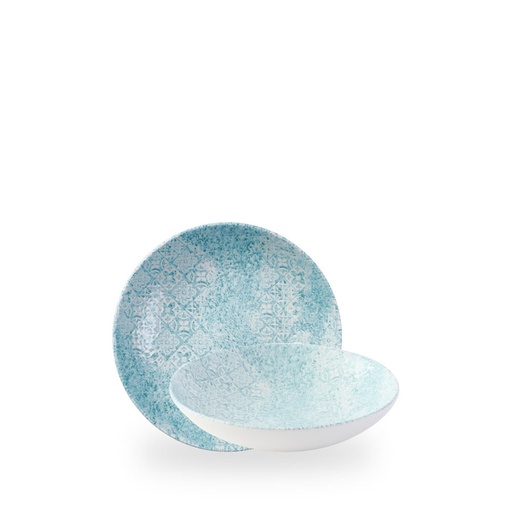 [509599] Bord coupe diep 18.2cm 42.6cl Vintage Prints Med Tiles Aquamarine Churchill