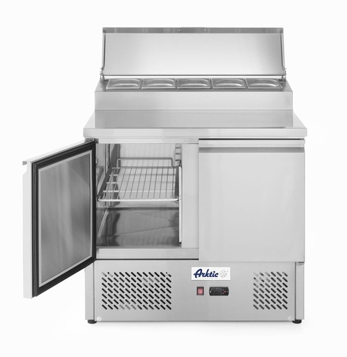 [511482] Saladette met twee deuren en verhoogde GN vitrine 300 l Hendi