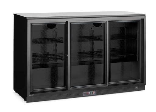[511564] Backbar koelkast zwart met 3 schuifdeuren 308 l Hendi