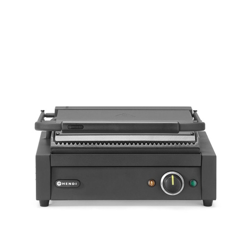 [511632] Contactgrill Panini zwart boven onder geribd  230V 2200W Hendi