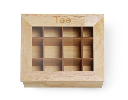 [511777] Theedoos hout met acrylvenster 12 compartimenten Hendi