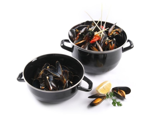 [511980] Mosselpan geëmailleerd 2,5 l 200x180 mm zwart Hendi