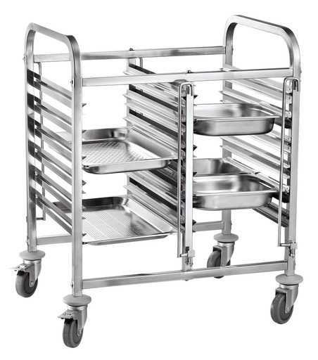 [512370] Dubbele regaalwagen 12x GN 1/1 740x550x940 mm Hendi