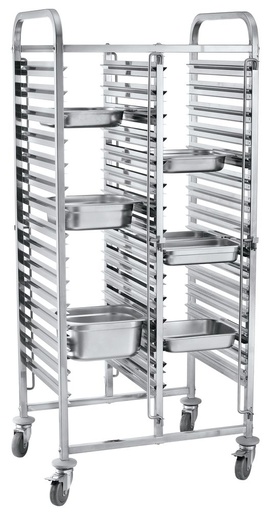 [512371] Dubbele regaalwagen 30x GN 1/1 740x550x1730 mm Hendi
