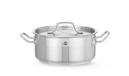 [512439] Kookpan laag met deksel 2,8 l 200x90 mm rvs Profi Line Hendi