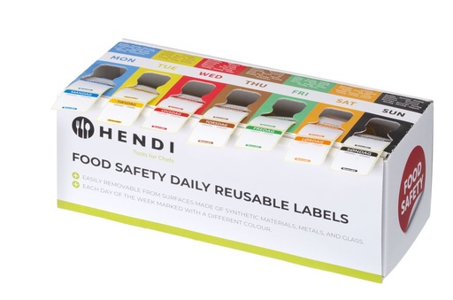 [512579] Set of daily labels DK-NO-SE resuable met dispenser Hendi