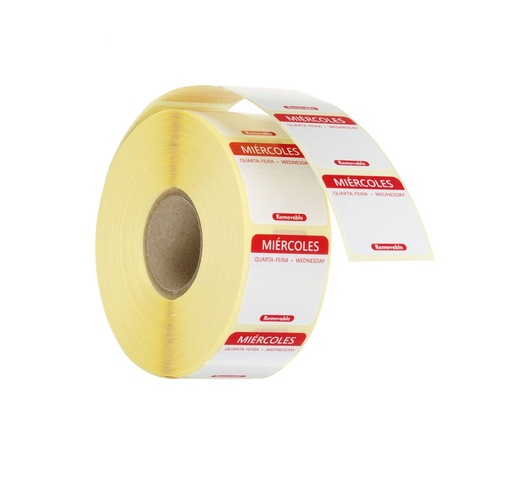 [512582] Label wednesday ES-PT-EN resuable 25x25mm rol 1000 st. Hendi