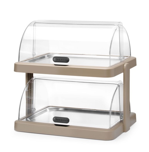 [512700] Roltop-presentatie dubbel beige met 4 koelelementen Hendi
