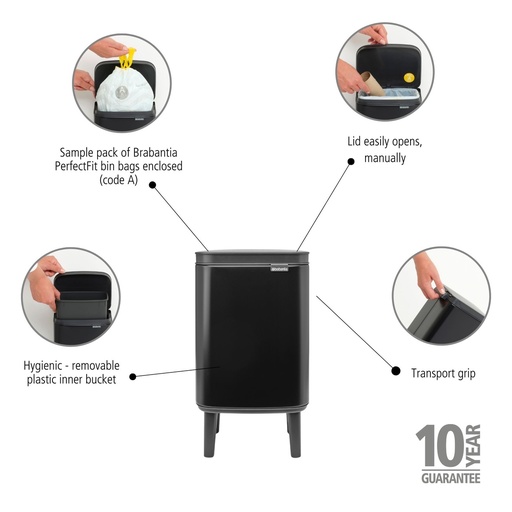 [513139] Prullenbak 4.0l Bo op poten Brabantia matt black